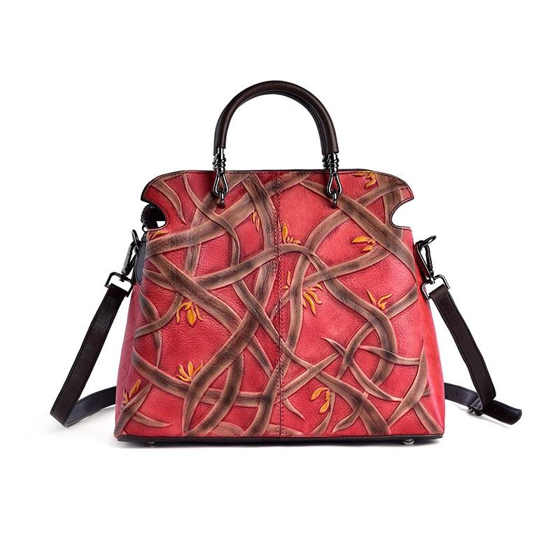 Dámské kabelky z pravé kůže Vintage kabelky Tašky přes rameno z embosované hovězí kůže Módní kabelka Crossbody