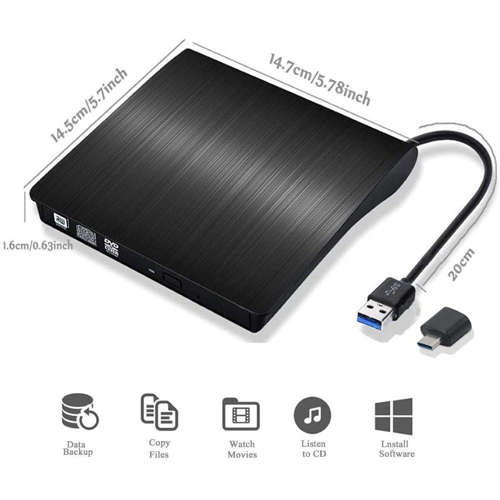External CD DVD Drive, USB C Writer Type C USB 3.0 CD DVD RAM Burner Combo High Speed Re-Writer For Laptop Notebook PC Desktop
