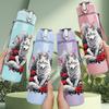 1PC Wolf Red Berry Winter Forest Print 750ml Color Plastic Sports Water Bottle Leakproof Flip Straw Lid Suitable for Sports Office Home Use