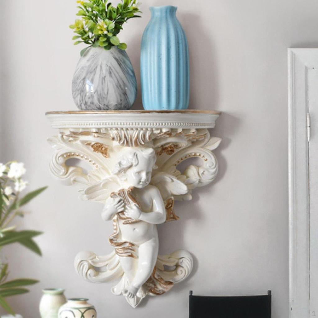Angel Wall Sculpture Floating Shelf Organizer for Planters And