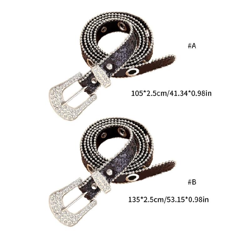 Fashion Adult Rhinestone Belt for Dress Sequins Waist Belt Locomotive Style Belt