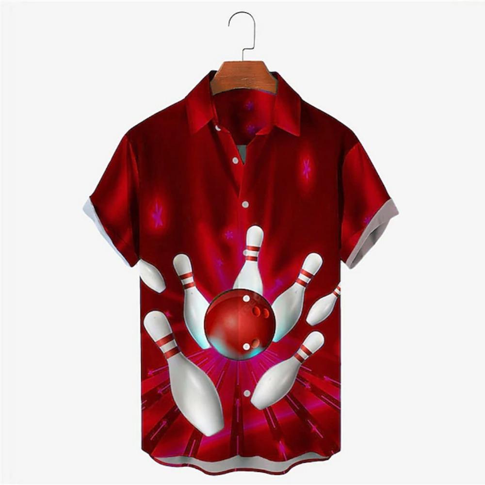 Pánska košeľa Bowling 3D potlač Pánske oblečenie Oversized Leto 2025 Nová Cestovanie Havaj Pláž Havajská Harajuku Krátky rukáv Košeľa