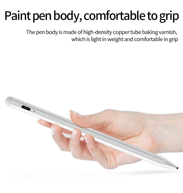 Smart Digital Display Stylus Pen for Tablet iPad Android Phone Rechargeable Pen for Drawing White