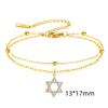 Jeshayuan Bling Zircon Star Of David Bracelet For Women Double Layer Beads Chain Bracelet Stainless Steel Je Bracelet Gift