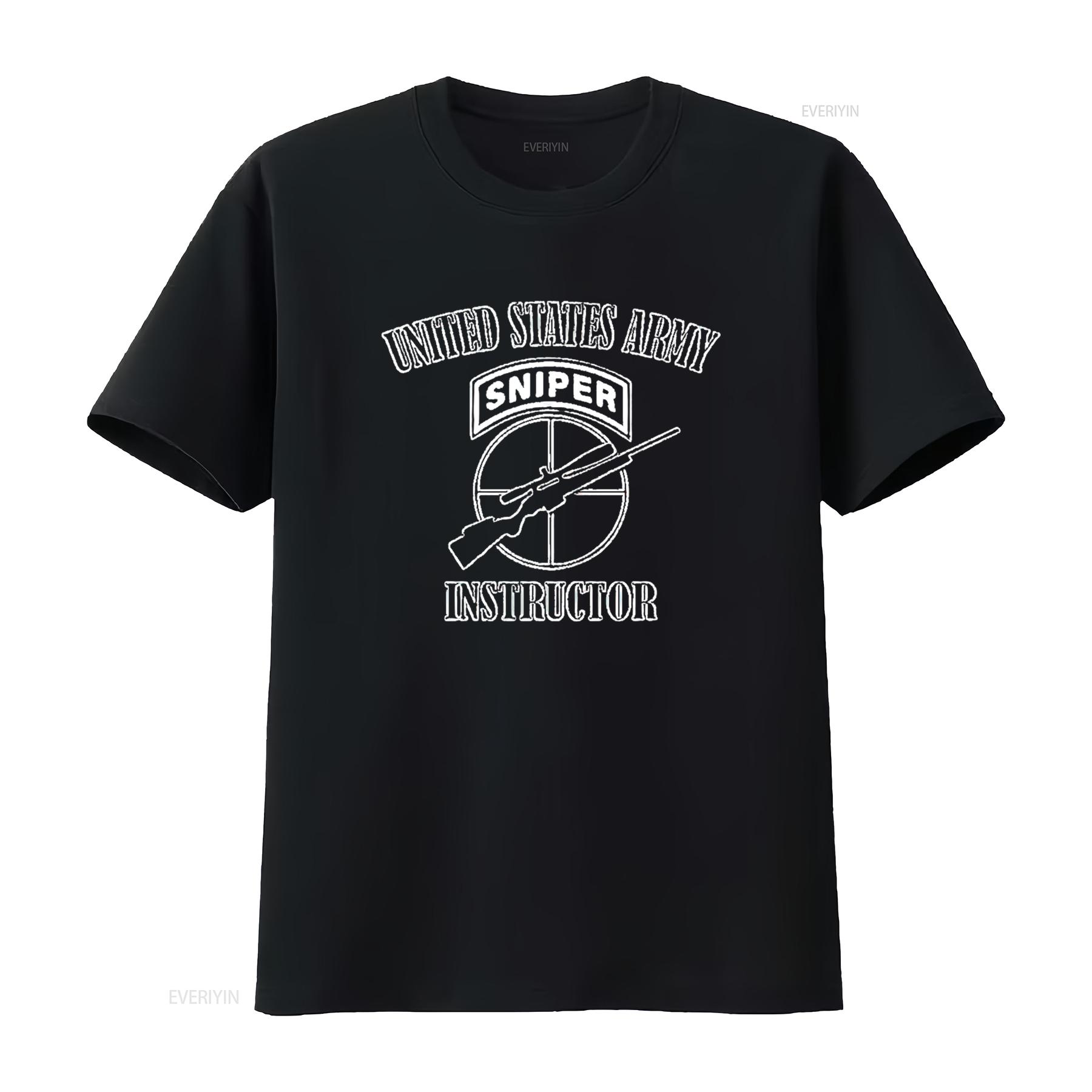 

Mens U S Army Sniper Instructor Front Design T Shirt Black vintage Washed streetwear Versatile fashion homme Unisex Soft 4XL