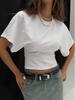 2025 Summer Women's Solid Color Loose Fit Round Neck Short Sleeve T-shirt