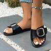 Fashion 2025 Women Metal Decor Single Band Flat Sandals Fashion Sexy Open Toe Outdoors Slides Luxurious Office Ladies Party Female Shoes