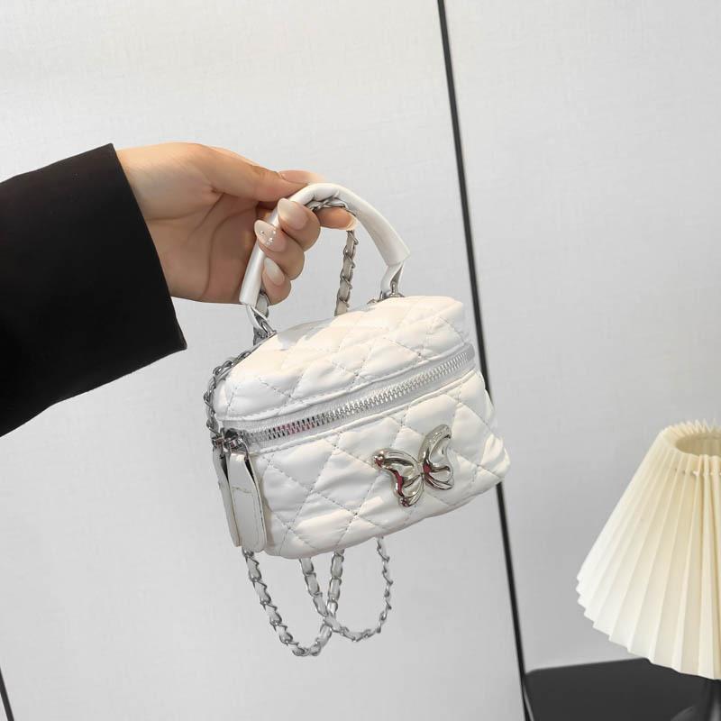 High Value Portable Mini Box Bag Women'S Rhombus Chain Mouth Red Envelope Bow Shoulder Messenger Bag