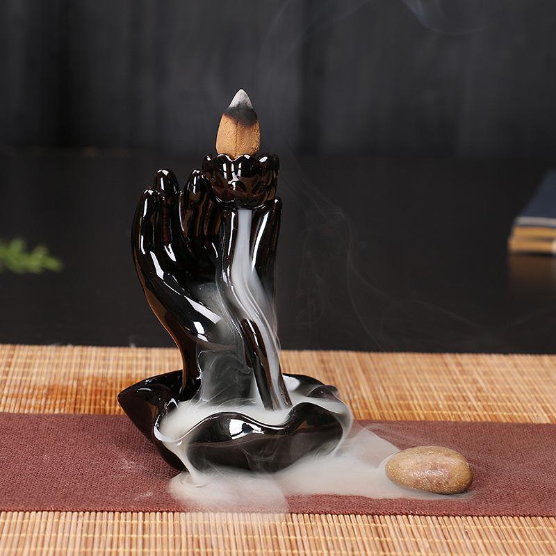 Buddha Hand Ceramic Backflow Incense Burner Aromatherapy Ornament