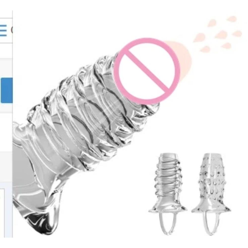 Männer Verzögerung Ejakulation Erwachsenenprodukte - Penishülle, Hodenring & Vergrößerungsdildo, Wiederverwendbares Kondom Sexspielzeug
