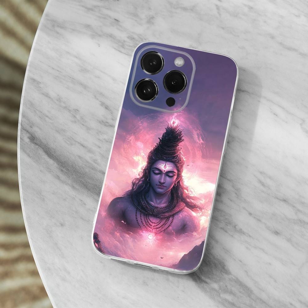 India Mythology Lord Shiva Case For iPhone 17,11,12,13,16,14,15,Pro,Max,Plus,X,XS,XR,SE,Mini Transparent Soft Silicone