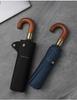 PARACHASE Windproof Auto Open/Close Umbrella with Wooden Curved Handle and Ten Ribs for Two People