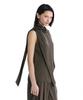 Teulimingbeodeu Draped High Neck Set-Up Sleeveless Top [ Brown ]