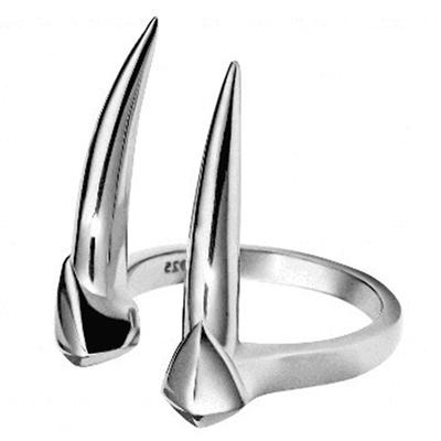 Schlangenzähne Ring für Frau Vintage Gothic Punk Silberfarbe Tierring für Mann Retro Trend Schmuck Coole Sachen Party