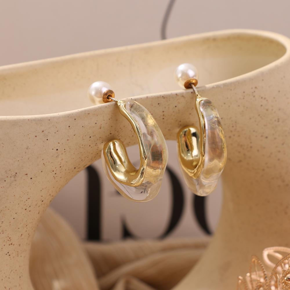 Retro Simple Candy Color Resin Earrings Color U-shaped Earrings Solid Color Earrings Fashion Trend Earrings