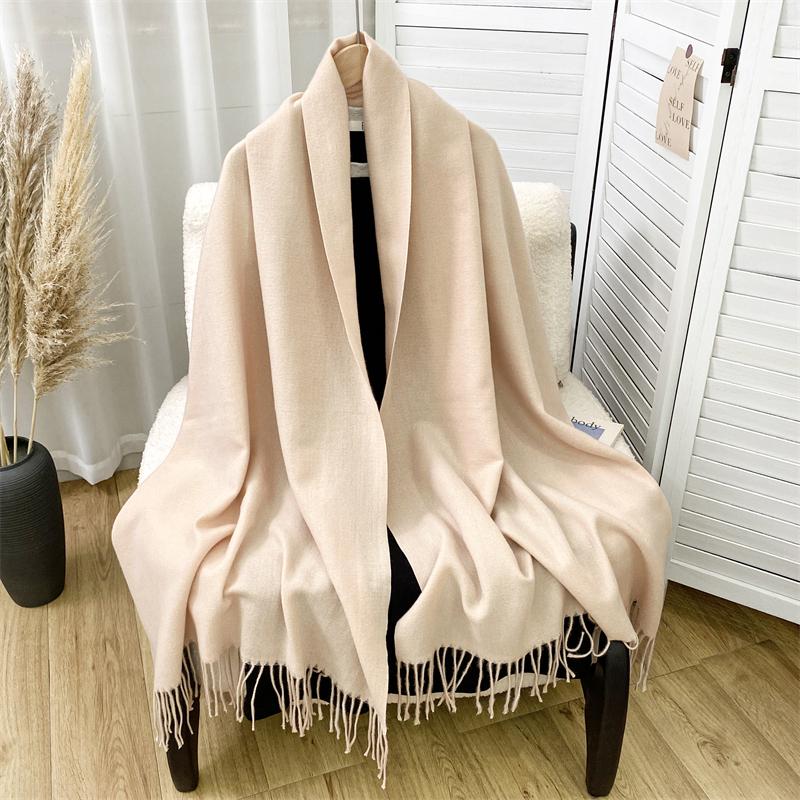 Luxury Brand Solid Women Cashmere Scarf Autumn Winter Warm Shawls Wraps Men Pashmina Tassels Scarves Female Foulard Poncho Stole