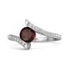 Garnet Contemporary Pave Bypass Ring - 925 Sterling Silver