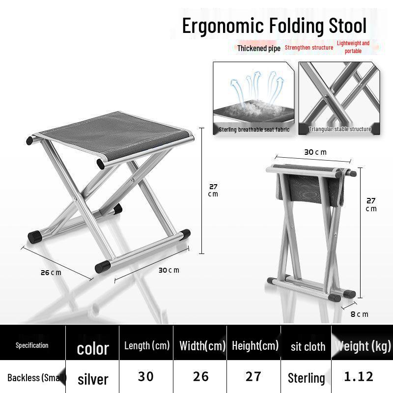 Portable Folding Stool with Backrest: Sturdy Outdoor Chair for Fishing, Camping, and Home Use