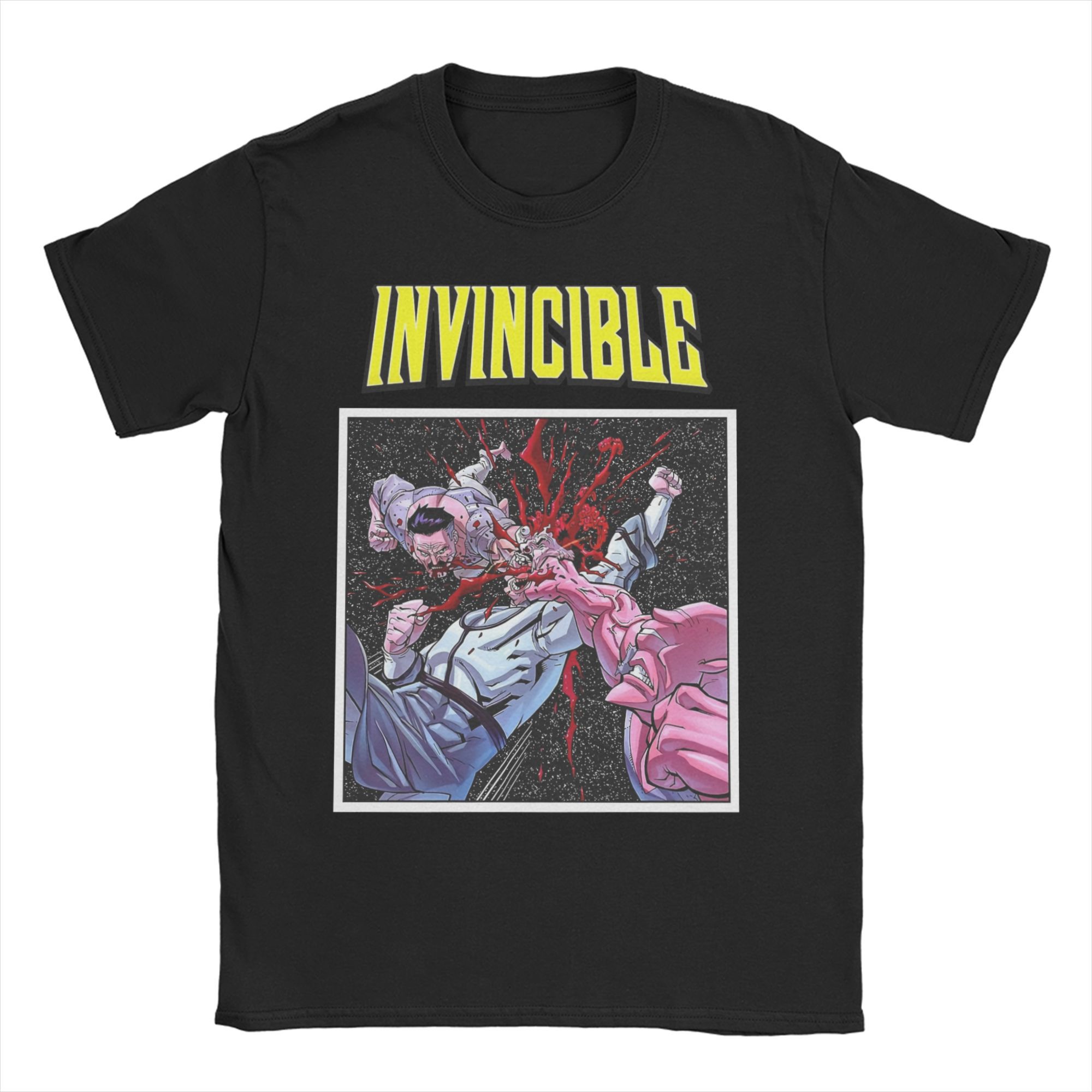 Comfortable season All Seasons Invincible Bloedspetter Logo T-shirt Voor Unisex Volwassenen Anime Puur Katoen T-shirts Korte Mouw Kleding L
