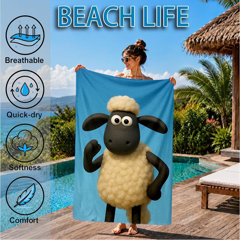 Sheep And Shaun Adventure Beach Towel, Super Soft Microfiber, Perfect Gift for Her/Him, Birthday, for Pool, Beach, Travel, Decor Beach Party