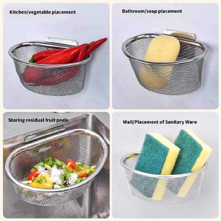 Metal Kitchen Drain Strainer Flexible Basket Sink Accessory Drain Strainer Food Scrap Catcher Stainless Steel Texture