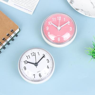 Mini Sucker Wall Clock Bathroom Antifog Waterproof Kitchen Toilet Quartz Clock