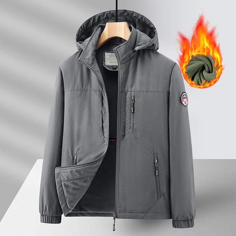 

Весенне-осенняя мужская куртка для гор среднего возраста с капюшоном и открытыми рукавами, водонепроницаемая функциональная куртка для активного отдыха, быстросохнущая, многослойная M серый