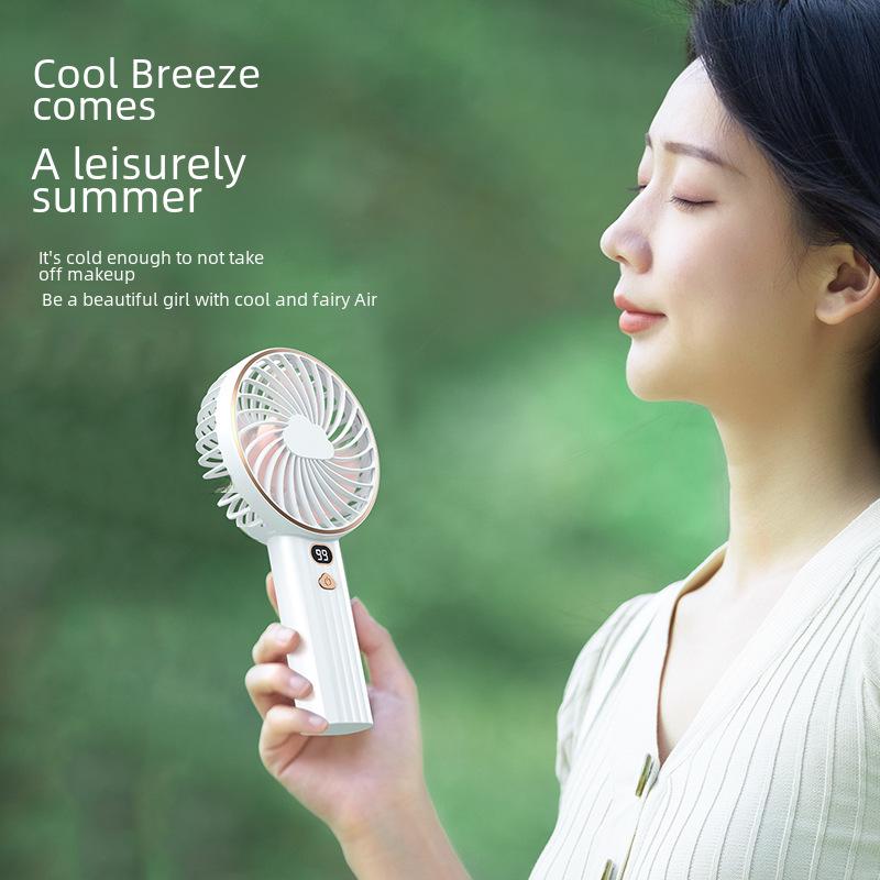 S17 Silent USB Handheld Fan: Portable, Dual Battery, Long Life, Digital Display, Powerful Airflow