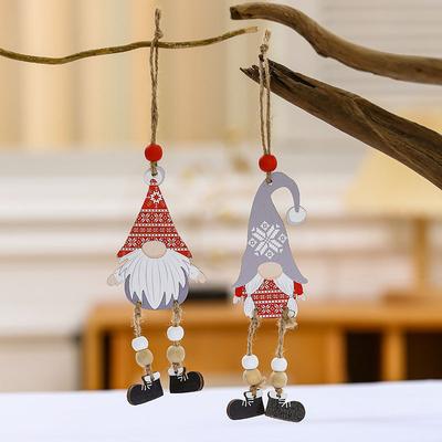 Decorazioni Natalizie Pendente con Gambe in Legno Albero di Natale Uomo Vecchio Senza Volto Decorazione Pendente in Legno