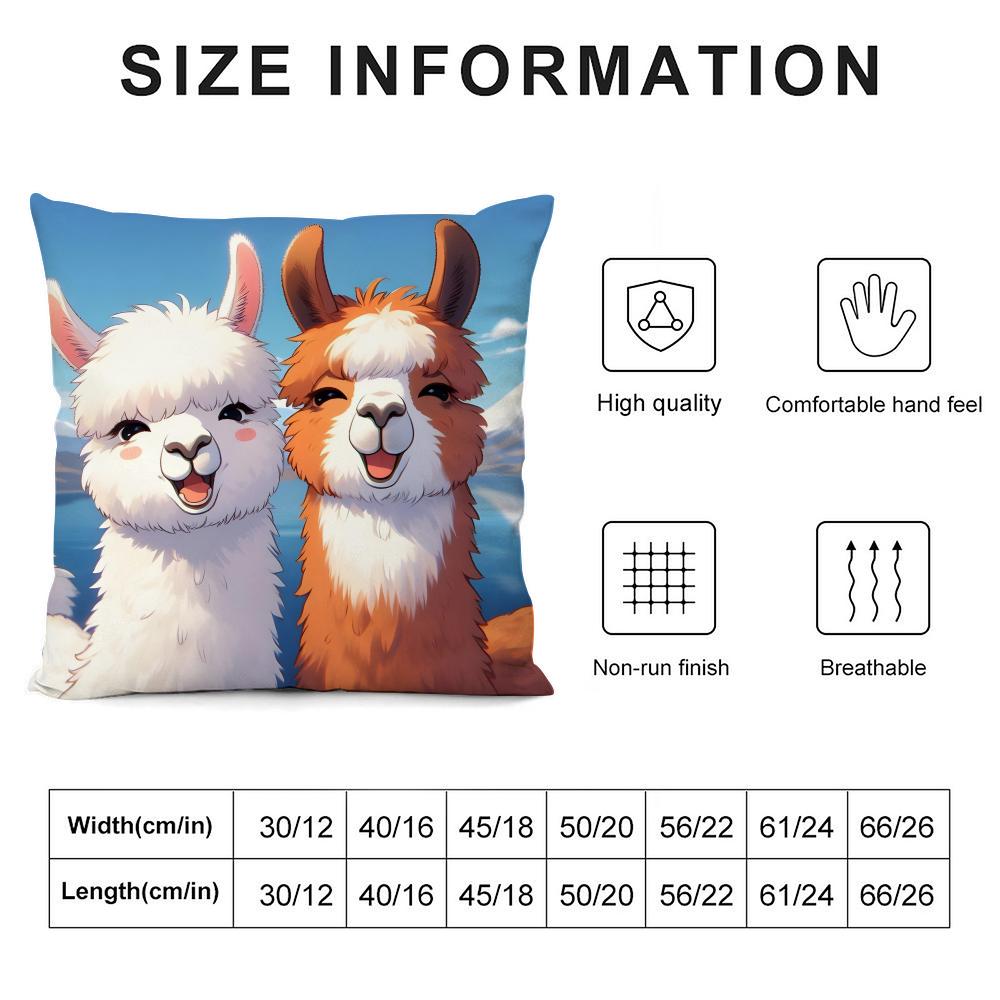 Classic Alpaca Cushion Cover Short Plush Double-Sided Print Square Throw Pillow Covers Sofa Home Cushion Decor