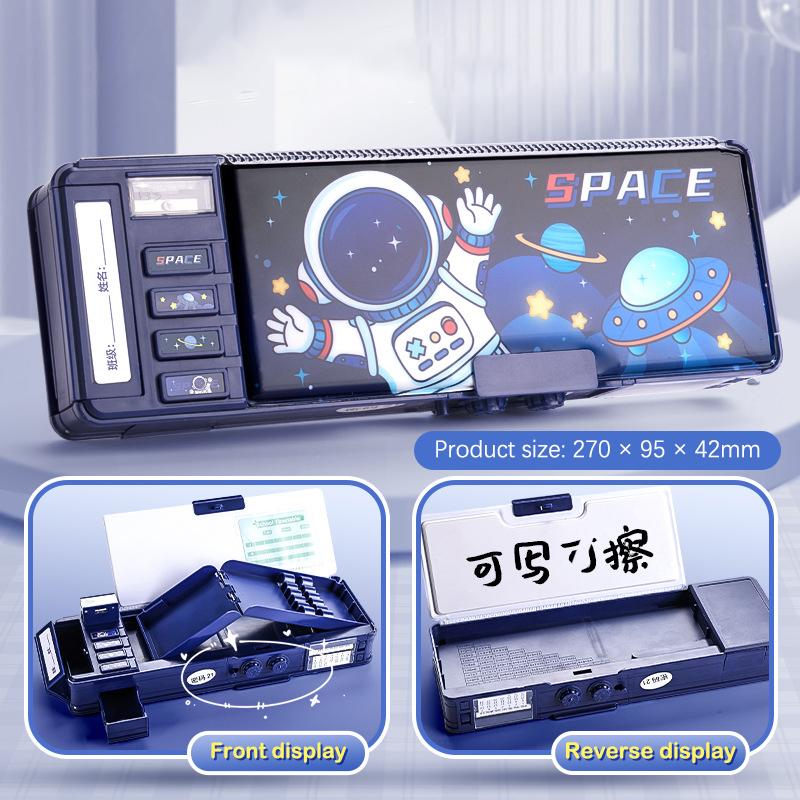 

Мультяшный Креативный Многофункциональный Пенал для Учеников Начальной Школы Большой Вместимости Коробка для Канцелярских Принадлежностей Двухслойный Пенал Подарки