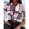 Women's 3D Printed Geometric Pattern Long Sleeve Shirt Spring Autumn Fashion Blouse Casual Everyday Button Lapel Cardigan Shirts