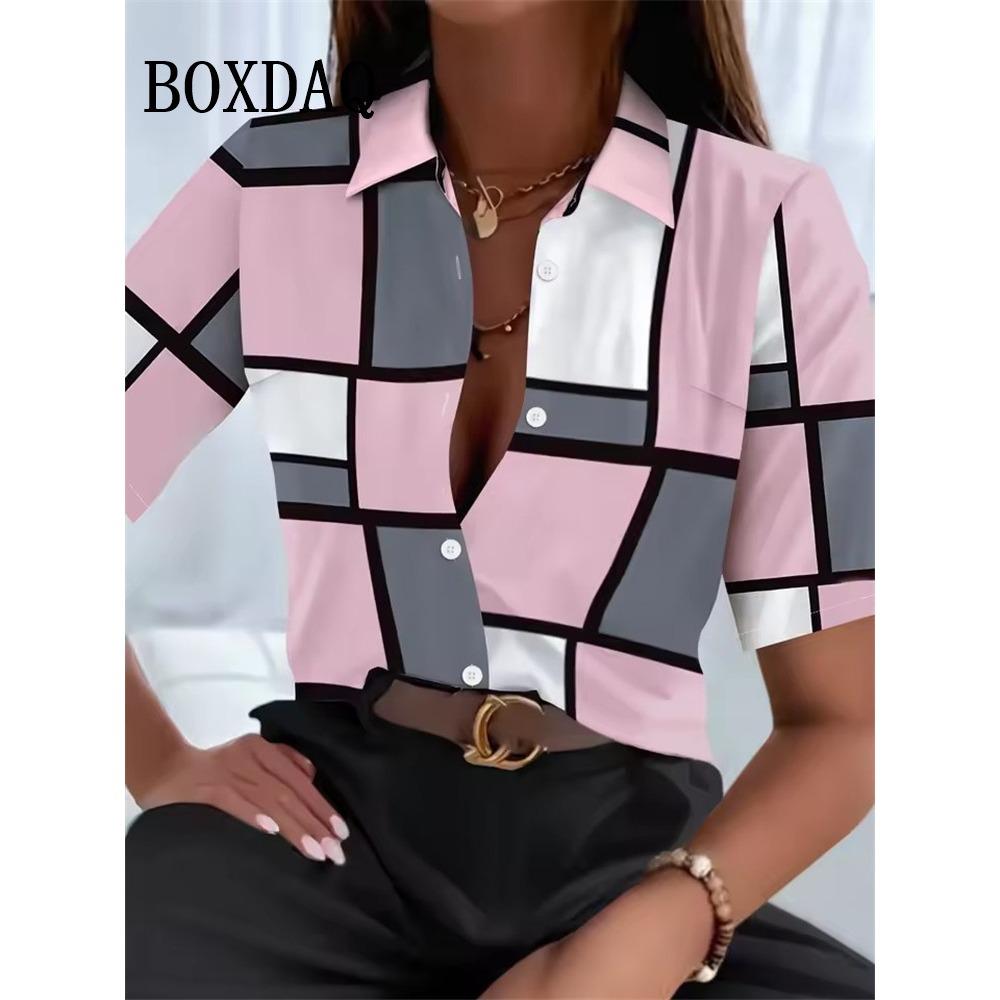 Women's 3D Printed Geometric Pattern Long Sleeve Shirt Spring Autumn Fashion Blouse Casual Everyday Button Lapel Cardigan Shirts