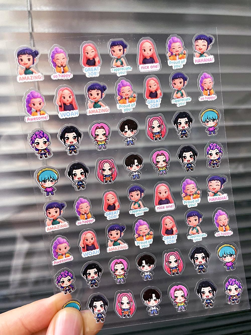 

1pcs Popular Mini Anime Kpop Hunters Demon Saja Boys Waterproof Diy Room Loptop Bottle Wall Phone Case Stickers Friends Gifts