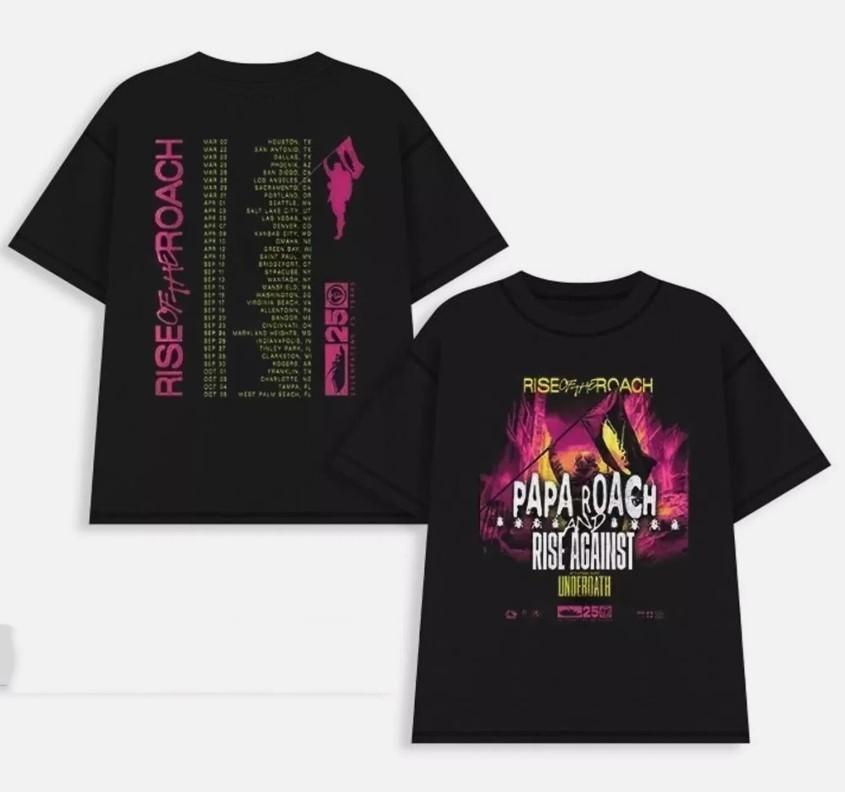 

Papa Roach Rise Of The Roach Tour 2025 Unisex All Size S-5XL T-Shirt Unisex T-Shirt XXXXL