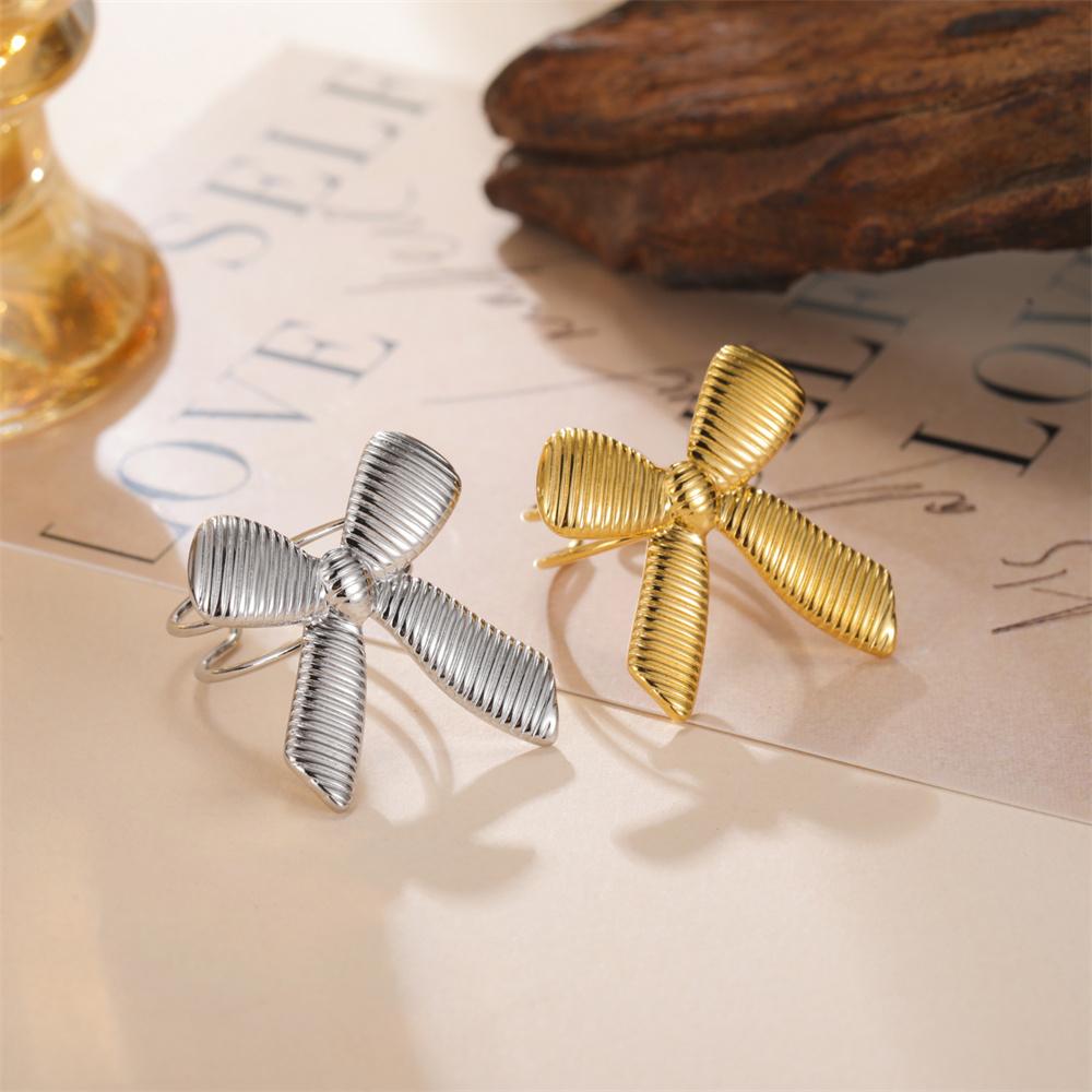 My Shape Bowknot Ring for Women Gold Color Bow Rings Stainless Steel Finger Rings Adjustable Size Delicate Jewelry Wholesale