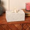 Ronald White Mango Wood Tissue Box Cover | Modern Decorative Facial Tissue Dispenser Holder for Home, Office, Bathroom