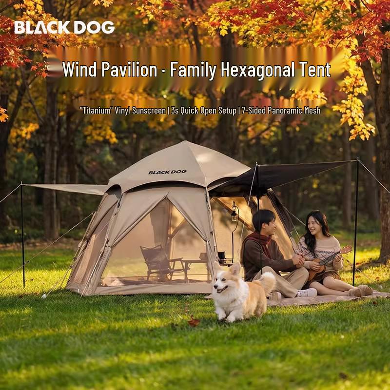 BLACKDOG Hexagonal Automatic Folding Tent: Quick-Open, Rainproof, Sun Protection for Camping and Outdoor Use
