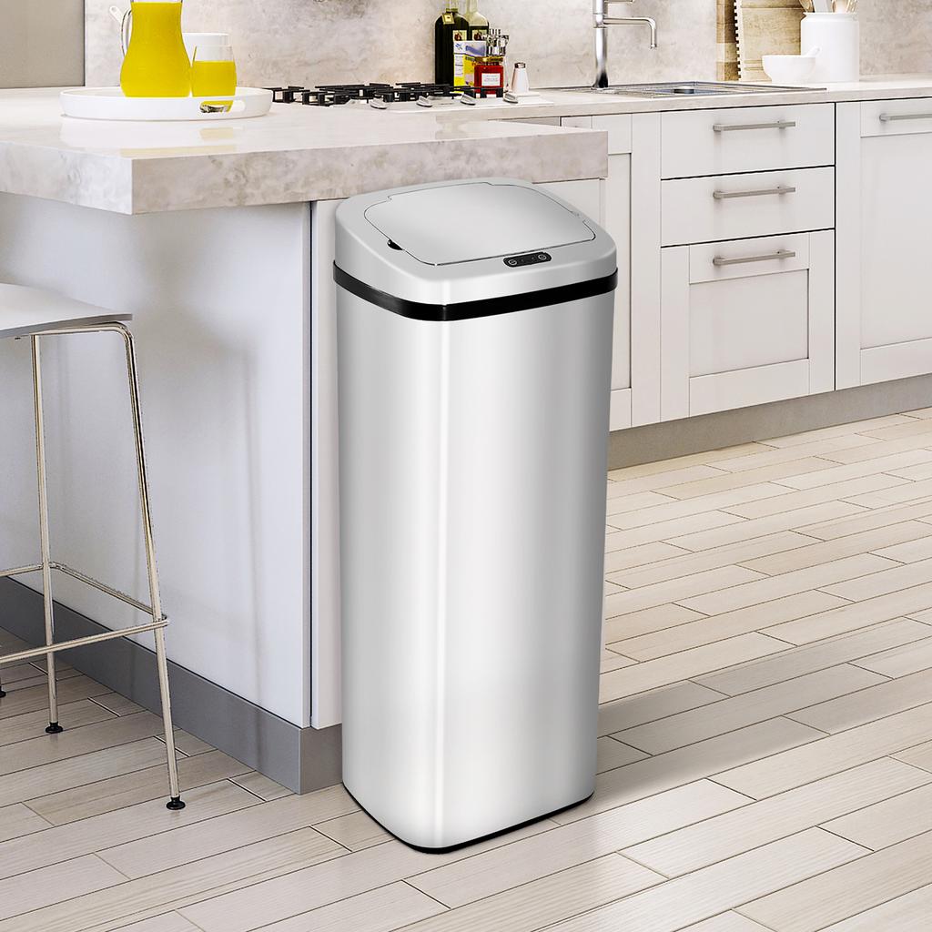 Automatic Sensor Trash Can, Stainless Steel, 50/68L, Silver