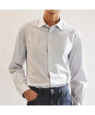 Dagseusyeocheu Cotton Blend Easy Care Striped Stretch Dress Shirt Regular Fit_Dla1Shdl125B1