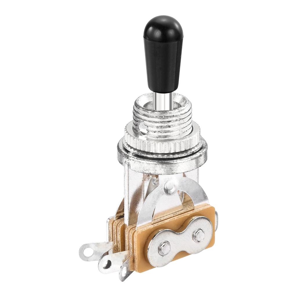 uxcell 3 Way Short Straight Guitar Toggle Switch Pickup Selector with Silver Black Tip Knob Cap for Electric Guitar Parts Replacement