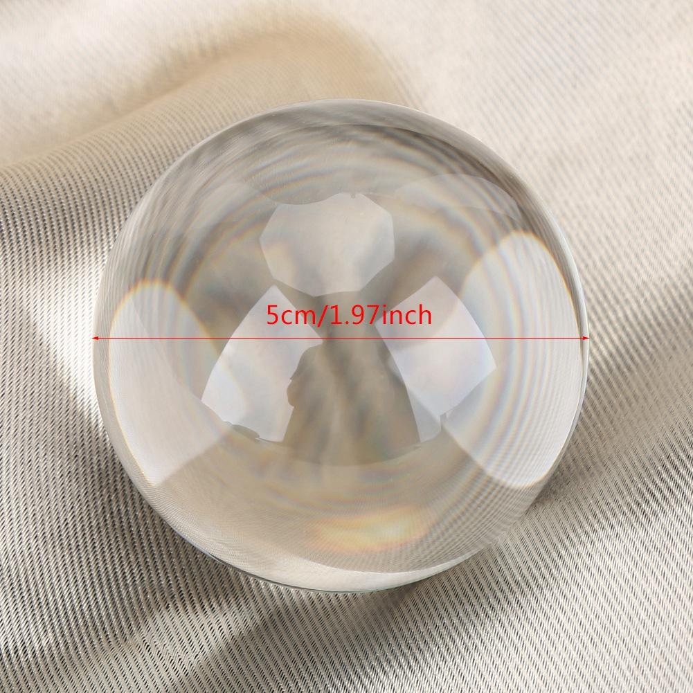 1PC 50MM Artificial Quartz Crystal Ball Transparent Sphere Home Decoration   Wooden Stand