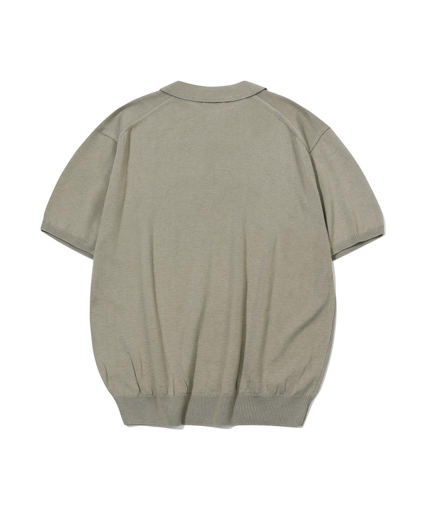 GNOK Silk Collared Short Sleeve Knit [Khaki]