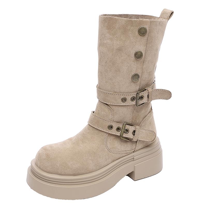 Fashion Hot Selling Thick Soled Height Increasing Boots Women's Shoes 2025 New Fashion Autumn and Winter Versatile Slimming Short Boots