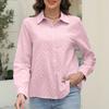 Women's Blouses & Shirts Solid Color Shirt Ladies Button Up Casual Jacquard Lapel Long Sleeved Top