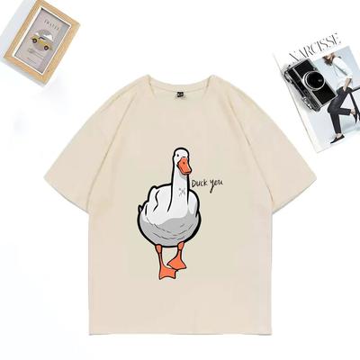 Vtipné Vtipné Potištěné Tričko Vtipná Kachna Kulatý Výstřih Volné Bavlněné Tričko Nadměrný Top Unisex Hip Hop Street Nadměrné Tričko