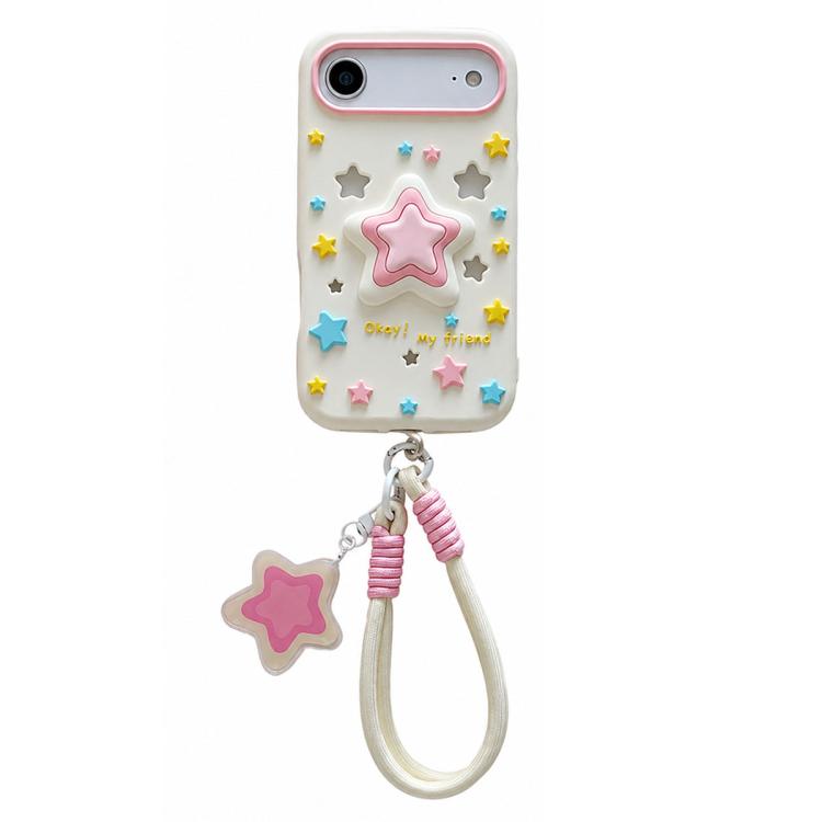 Hollow Pressable Star Silicone Phone Case with Lanyard, Stress Relief Soft Protective Cover