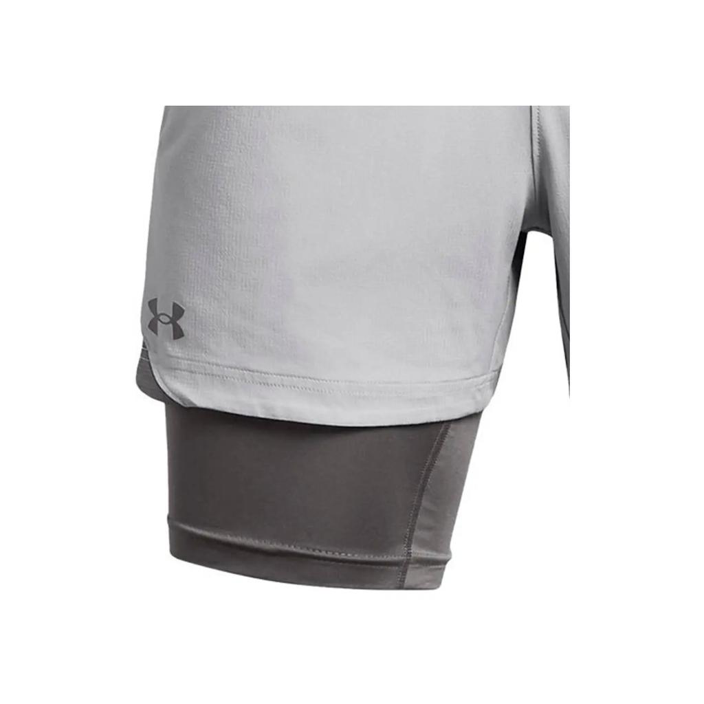 Under Armour Elevated Woven Peak Quick-Dry Breathable Training Two-In-One Sports Shorts Men Shorts Gray 1383345-011