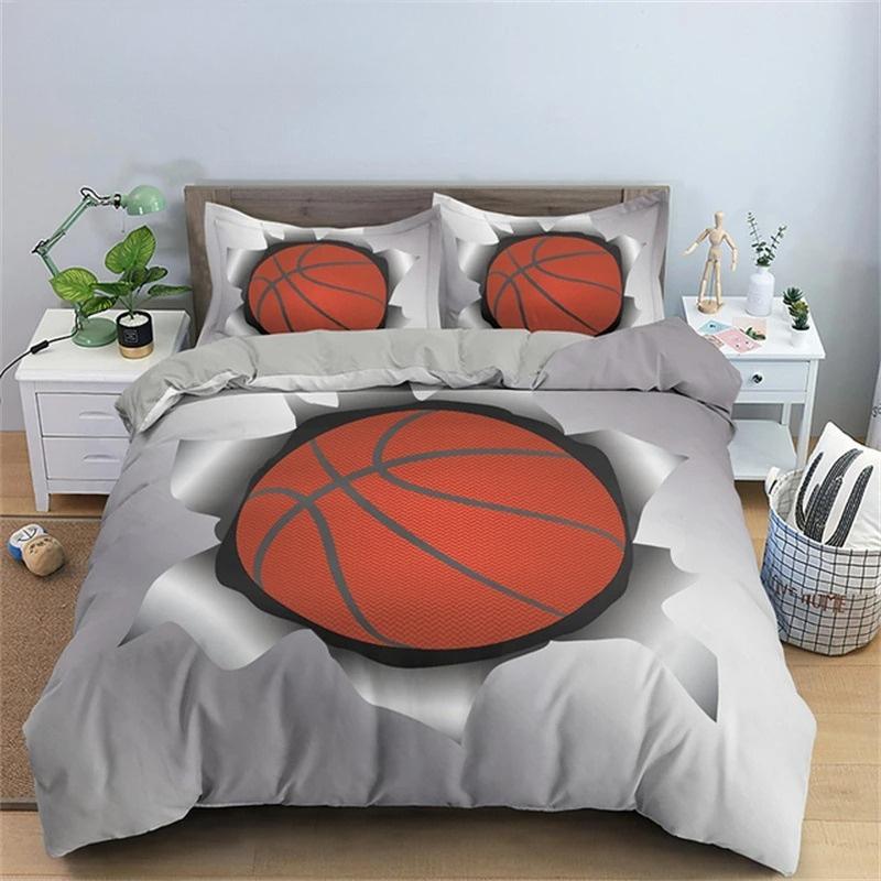 3D Król Królowa Poszwa na Kołdrę Motyw Sportowy Zestaw Pościeli Dla Dzieci Nastolatków Chłopców Gra w Piłkę Dekoracja Sypialni Miękka Poszwa na Kołdrę
