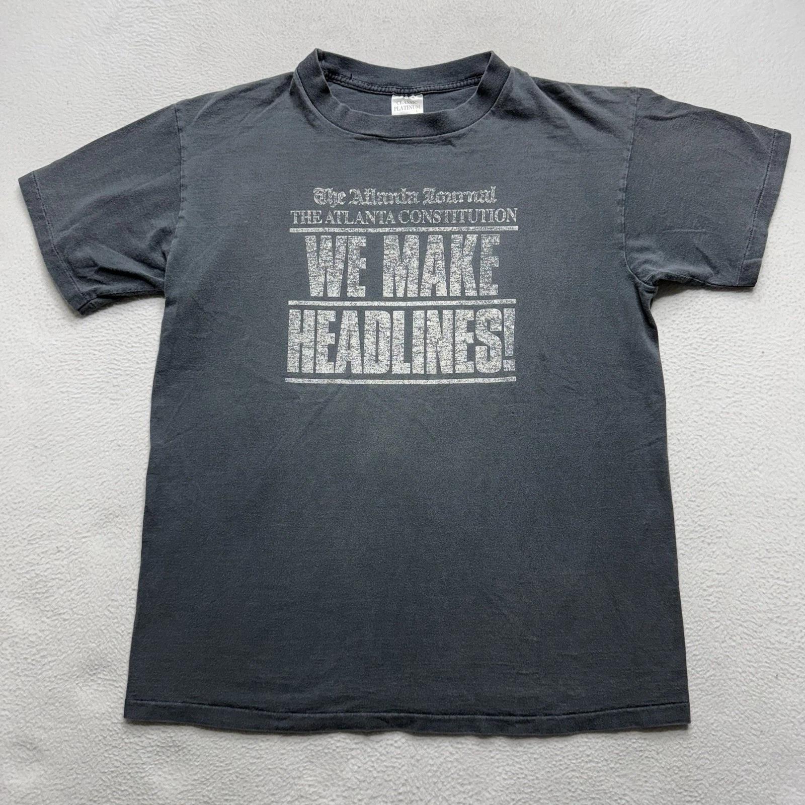 

VINTAGE The Atlanta Journal Constitution T-Shirt Large Mens Black Faded RARE M